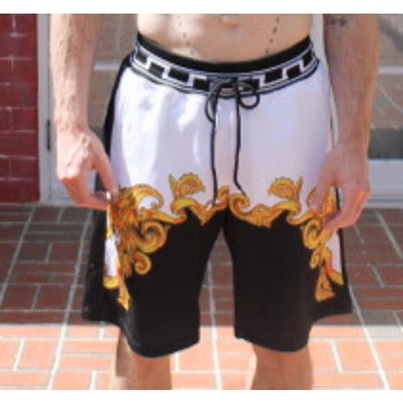 Reason Rhinestone Basketball Shorts Mens Sz S Gold Black White Colorful Dopamine - Picture 3 of 9